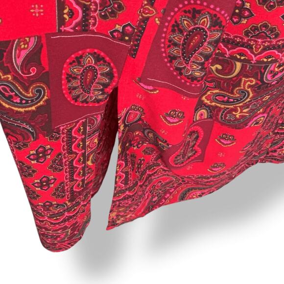 Vintage 1990s Red Paisley Patchwork Maxi Dress Plus Size Boho Hippie Festival - Picture 6 of 10